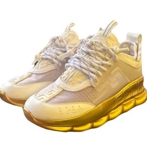 Versace White and Gold Sneakers